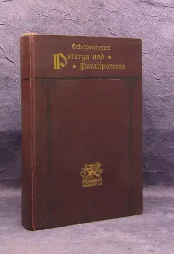 Schopenhauer Cottasche Handbibliothek Parerga und Paralipomen 1850 1.Teil js