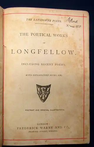 The Lansdowne Poets, The Poetical Works of Longfellow Goldschnitt 1877 js