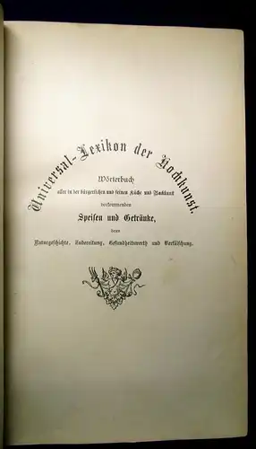 Universal- Lexikon der Kochkunst Band 1 und 2 A-K, L-Z Wissen 1890 js