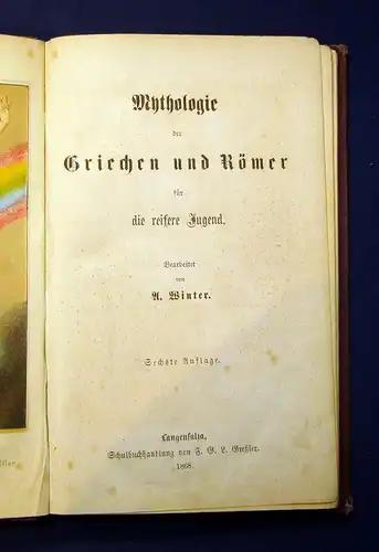 Winter Mythologie d Griechen und Römer für die reifere Jugend 1868 Geschichte mb