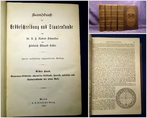 Schneider, Keller Handbuch der Erdbeschreibung und Staatenkunde 1889 4 Bde mb
