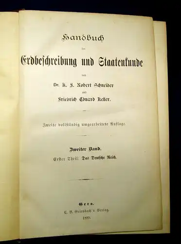 Schneider, Keller Handbuch der Erdbeschreibung und Staatenkunde 1889 4 Bde mb