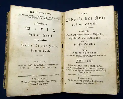 Kornmann Die Sibylle der Zeit aus der Vorzeit 5 Bde. in 2 Büchern Literatur js