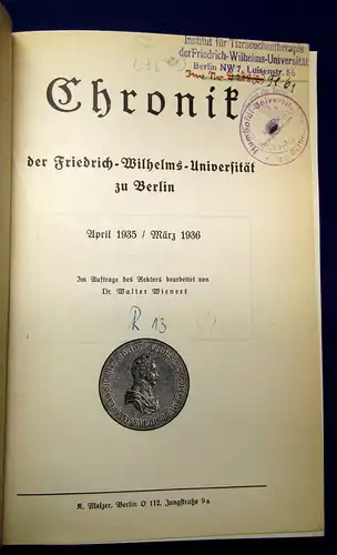 Chronik der Friedrich-Wilhelms-Universität April 1935/ März 1936 j