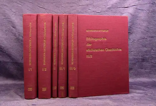 Bemmann Bibliographie der sächsischen Geschichte Reprint 1970 3 in 5 Bde mb