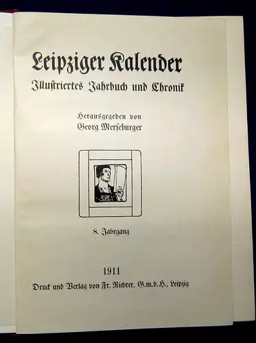 Merseburger Leipziger Kalender 1910 & 1911 Ein illustriertes Jahrbuch js