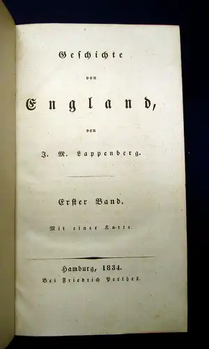 Lappenberg Geschichte von England 1834 1. Bd. apart Geschichte Gesellschaft mb