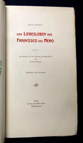 Brenner Das Liebesleben des Francesco del Nero o.J. um 1900 Selten Erotica mb