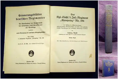 Wolff Das Kgl.Sächs.5.Inf.-Regiment"Kronprinz"Nr. 104 1928 Geschichte Sachsen mb