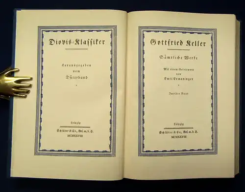 Gottfried Keller Sämtliche Werke 1-4 komplett 1928 dekorativ js