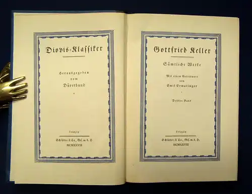 Gottfried Keller Sämtliche Werke 1-4 komplett 1928 dekorativ js