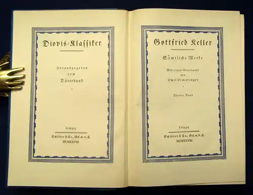 Gottfried Keller Sämtliche Werke 1-4 komplett 1928 dekorativ js