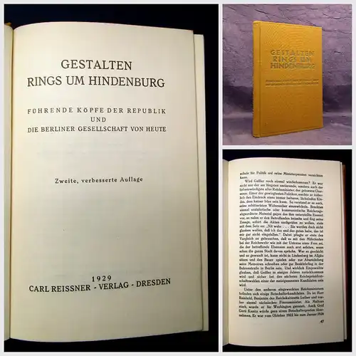 Gestalten rings um Hindenburg Führende Köpfe der Republik ua. 1929 Geschichte mb