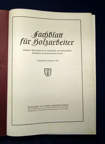 Deutscher Holzarbeiter-Verband Fachblatt für Holzarbeiter 1924 altes Handwerk mb