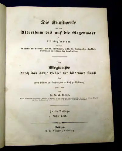 Menzel   Die Kunstwerke  von dem Alterthum bis auf die Gegenwart um 1857 mb