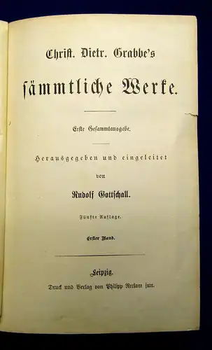 Grabbe´s  Sämmtliche Werke um 1900 2 Bde Belletristik Klassiker Gesamtausgaben m
