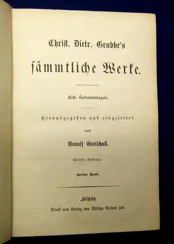 Grabbe´s  Sämmtliche Werke um 1900 2 Bde Belletristik Klassiker Gesamtausgaben m