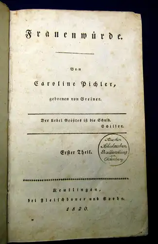 Pichler  Frauenwürde  4 Bde in 2 komplett 1820 4 Bde in 2 kompl Belletristik mb