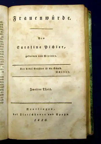 Pichler  Frauenwürde  4 Bde in 2 komplett 1820 4 Bde in 2 kompl Belletristik mb