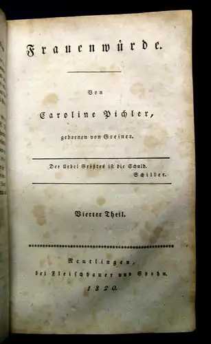 Pichler  Frauenwürde  4 Bde in 2 komplett 1820 4 Bde in 2 kompl Belletristik mb