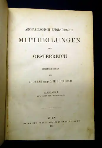 Conze Archaeologisch-Epigraphische  Mittheilungen Oesterreich 1877/78/79 3 Jhge.