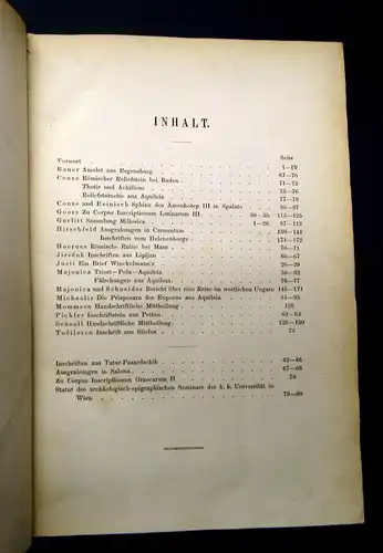 Conze Archaeologisch-Epigraphische  Mittheilungen Oesterreich 1877/78/79 3 Jhge.