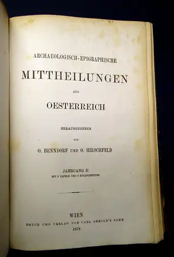 Conze Archaeologisch-Epigraphische  Mittheilungen Oesterreich 1877/78/79 3 Jhge.