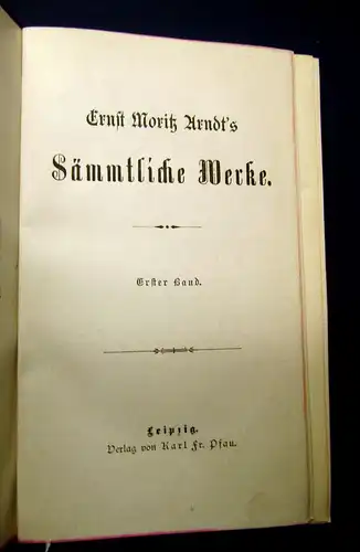 Arndt´s Sämmtliche Werke Bd. 1-6 in 3 Büchern (von 14) 1892 Belletristik mb