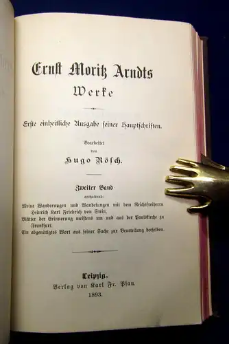 Arndt´s Sämmtliche Werke Bd. 1-6 in 3 Büchern (von 14) 1892 Belletristik mb