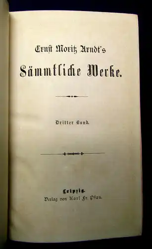 Arndt´s Sämmtliche Werke Bd. 1-6 in 3 Büchern (von 14) 1892 Belletristik mb