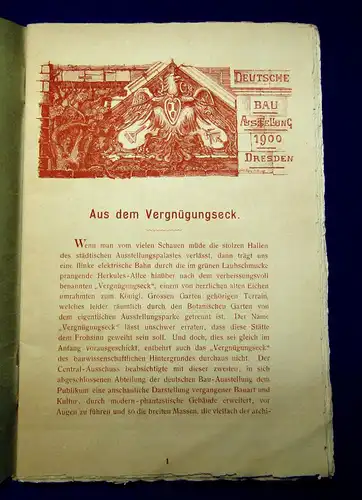 Fest-Ausschuss  Skizzen Vergnügungs-Eck d Deutschen-Bau-Ausstellung 1900 Selten