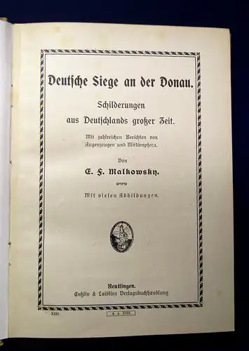 Malkowsky  Deutsche Siege an der Donau o.J. um 1917 Geschichte Gesellschaft mb