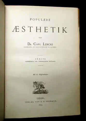 Lemcke Populaere Aesthetik 1879 61 Illustrationen Geschichte Gesellschaft mb