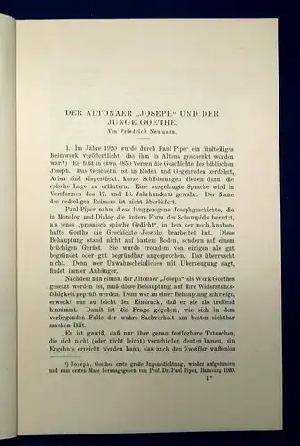 Neumann Der Altonaer "Joseph" und der junge Goethe 1926 Reimsprache hochdt. js