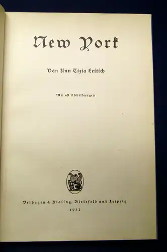 Leitich New York 69 Abbildungen 1932 Ortskunde Metropole Geografie js