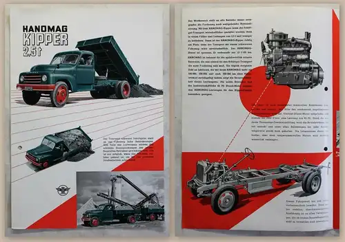 Werbeprospekt Hanomag Hannover Kipper 2,5t Baufahrzeug um 1950 illustriert xz