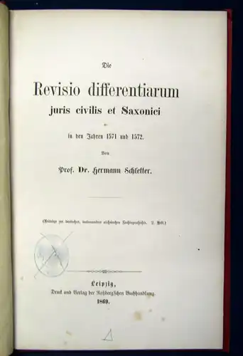 Schletter Die Revisio differentiarum juris civilis et Saxonici 1571 1869 js