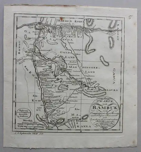 Stahlstich kleine Karte der Region Bambuk im Senegal/Afrika um 1803 Landkarte sf