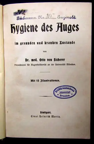 Sicherer Hygiene des Auges im gesunden und kranken Zustande um 1900 15 Illu. js