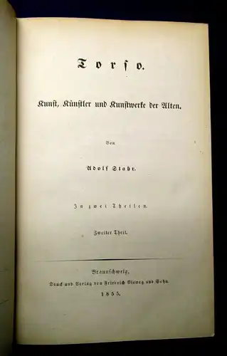 Stahr Torso Kunst, Künstler und Kunstwerke der Alten  2 Bde. 1854 js