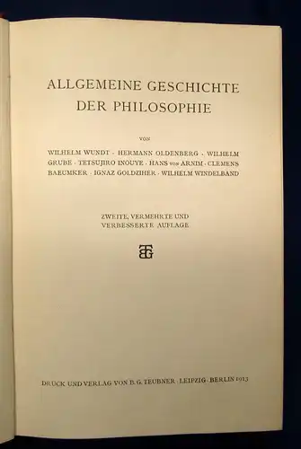 Wundt Allgemeine Geschichte der Philosophie 1913 Teil I Abt. V js
