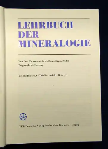Rösler Lehrbuch der Mineralogie 1984 Bergakademie Freiberg  js