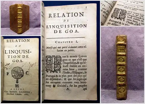 Anonym [Dellon, Charles] Relation de l´Inquisition de Goa 1687 Erstausgabe mb