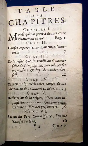 Anonym [Dellon, Charles] Relation de l´Inquisition de Goa 1687 Erstausgabe mb