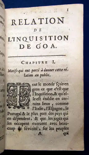 Anonym [Dellon, Charles] Relation de l´Inquisition de Goa 1687 Erstausgabe mb