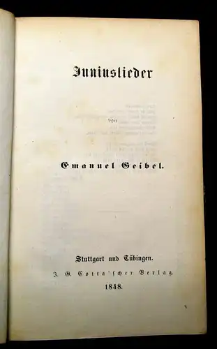 Geibel Emanuel Juniuslieder 1848 Roman Erzählungen js