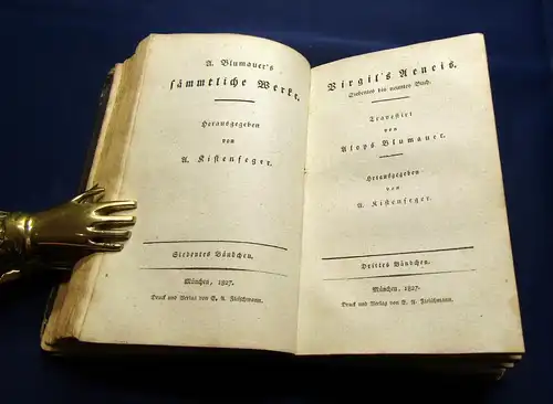 Virgils Aeneis 1-3 Prosaische Schriften 1 und 2 5 Bände in 1 Buch 1827 js