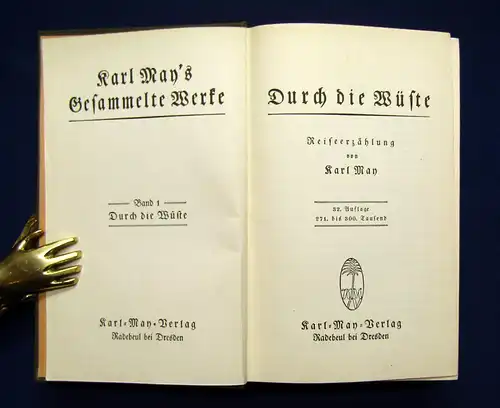 Karl May Gesammelte Werke Bd.1 "Durch die Wüste" um 1930 Abenteuer Western mb