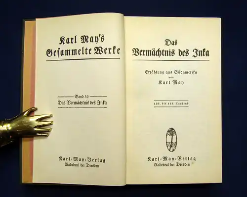 Karl May Gesammelte Werke Bd.39 "Das Vermächtnis der Inka" um 1930 Abenteuer mb