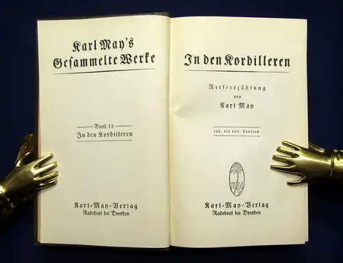 Karl May Gesammelte Werke Bd.13 "In den Kordilleren" um 1930 Abenteuer Western m